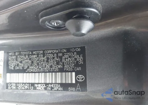 2007 Toyota Prius z USA, uszkodzony, nr VIN JTDKB20U873213725